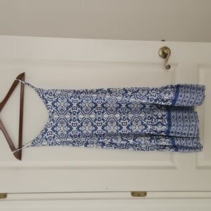 Qearal Blue and White Patterned Dress